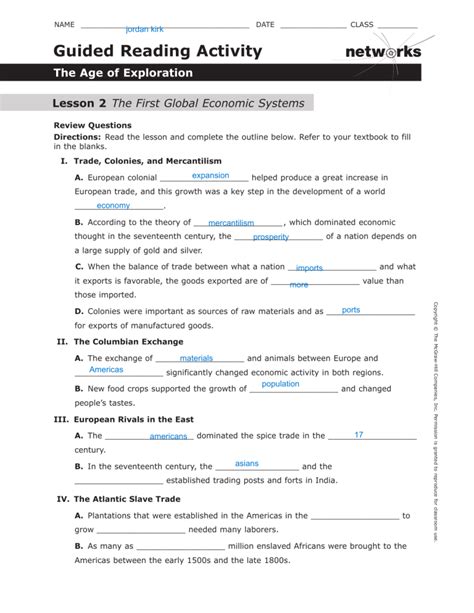population, territory, sovereignty, government C. . Guided reading activity the age of exploration lesson 1 answer key